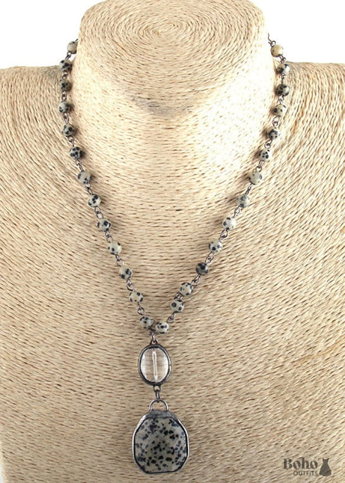 Boho Necklace, RH Amazonite, Crystal Green Natural Stone